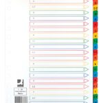 Przekładki Q-CONNECT Mylar, karton, A4, 225x297mm, A-Z, 21 kart, lam. indeks, mix kolorów
