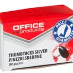 Pinezki klasyczne OFFICE PRODUCTS, 100szt., srebrne