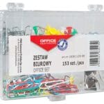Zestaw biurowy (pinezki, klipy i spinacze) OFFICE PRODUCTS, mix 153szt., mix kolorów (pakiet 5 opakowań)