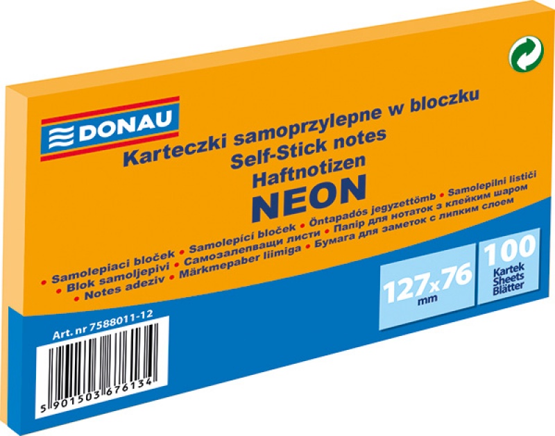 83964-25468-bloczek_samoprzylepny_donau_127x76mm_1x100_kar-800w Bloczek samoprzylepny DONAU, 127x76mm, 1x100 kart., neon, pomarańczowy - obrazek 1