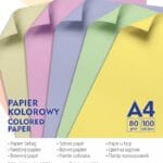 Papier kolorowy GIMBOO, A4, 100 arkuszy, 80gsm, 5 kolorów pastelowych