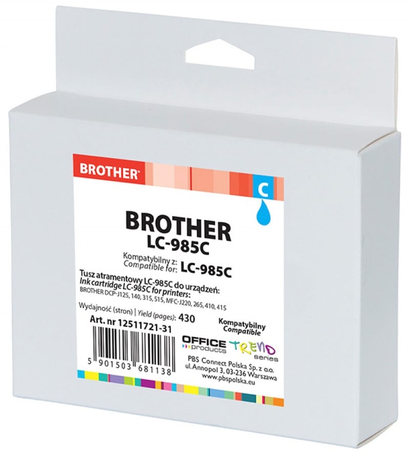 88680-32529-tusz_op_k_brother_lc_985c_do_dcp_j125_cyan-800w Tusz OP K Brother LC-985C (do DCP-J125), cyan - obrazek 1